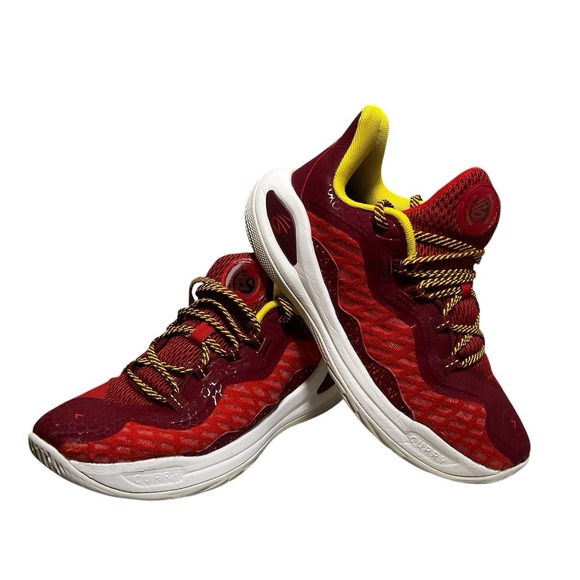 UNDER ARMOUR JUNIOR GS CURRY‎ 11 FIRE RED BASKETBALL SHOES SIZE 5 - Picture 2 of 15